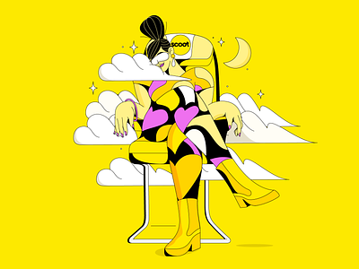 Scoot - Illustrations Campaign airlines airplane airport characters clouds flight illustrations passenger plane scoot seats singapore vector yeti yoga