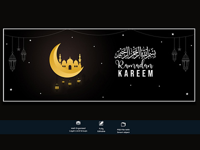 Ramdan Kareem banner design cover design eid eid festive eid mobarock monn night moon ramadan ramadan cover ramadan kareem ramdan project social media design