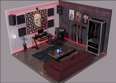 3D Studio Room 3d 3ddesigner blender graphic design model music studio