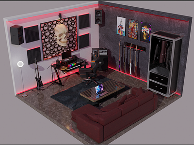 3D Studio Room 3d 3ddesigner blender graphic design model music studio