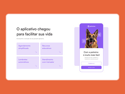 Petreino | UX / UI Design app design dog landingpage mobile section ui ux