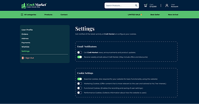 Daily UI 007 - Settings Design branding cookie settings cre8 market daily ui dailyui email notifications graphic design settings ui