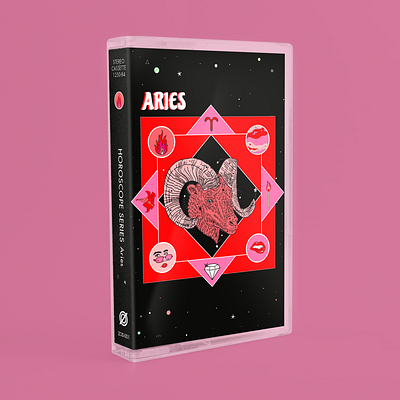 Aries Cassette Horoscope Series album art cassette design graphic design horoscope illustration music retro tape