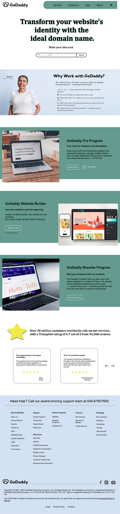 GoDaddy Homepage branding design ui ux vector