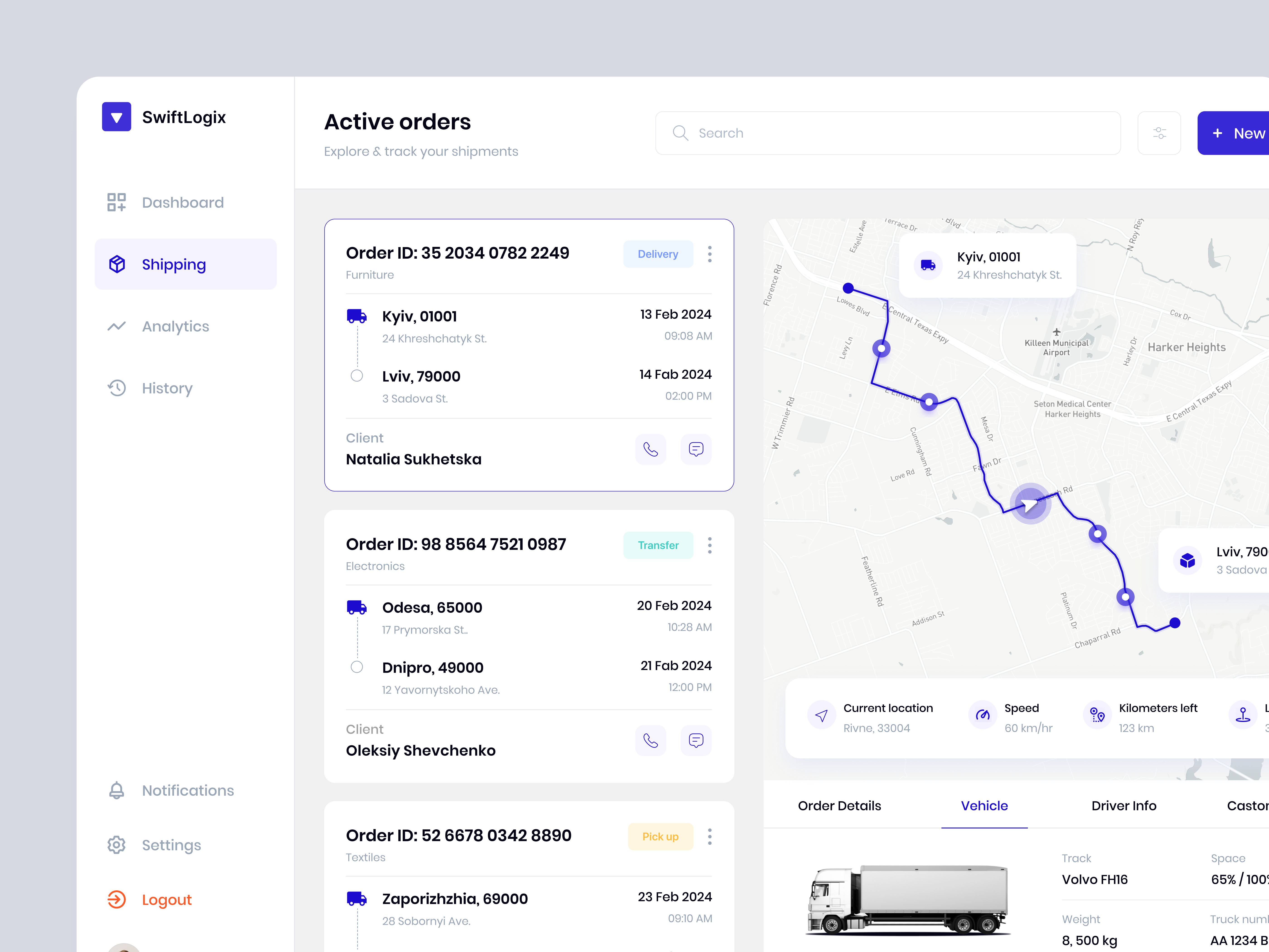 Logistic Management App app delivery design logistic logistic platform product design shipping tracker tracking ui uiux design ux web web app