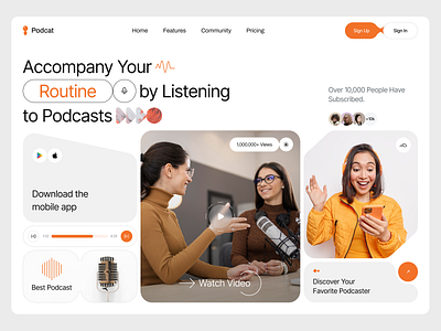 ~Podcast Landing Page 3d animation app art branding design flat graphic design icon illustration illustrator logo minimal motion graphics typography ui ux vector web website