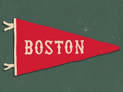 Boston Vintage Baseball Pennant baseball boston drawing fenway green hand drawn illustration lettering pennant procreate red red sox sports typography