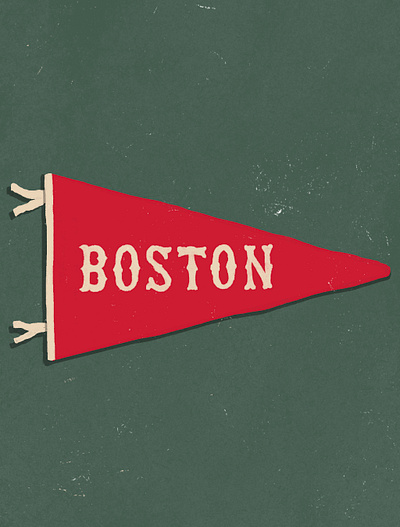 Boston Vintage Baseball Pennant baseball boston drawing fenway green hand drawn illustration lettering pennant procreate red red sox sports typography
