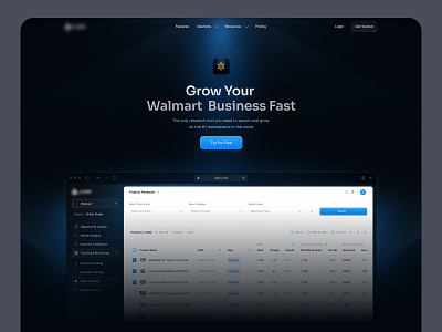 Market Analytic Landing Page amazon analytic dark mode dark version dark website helium10 landing page market analytic saas smartscout ui walmart