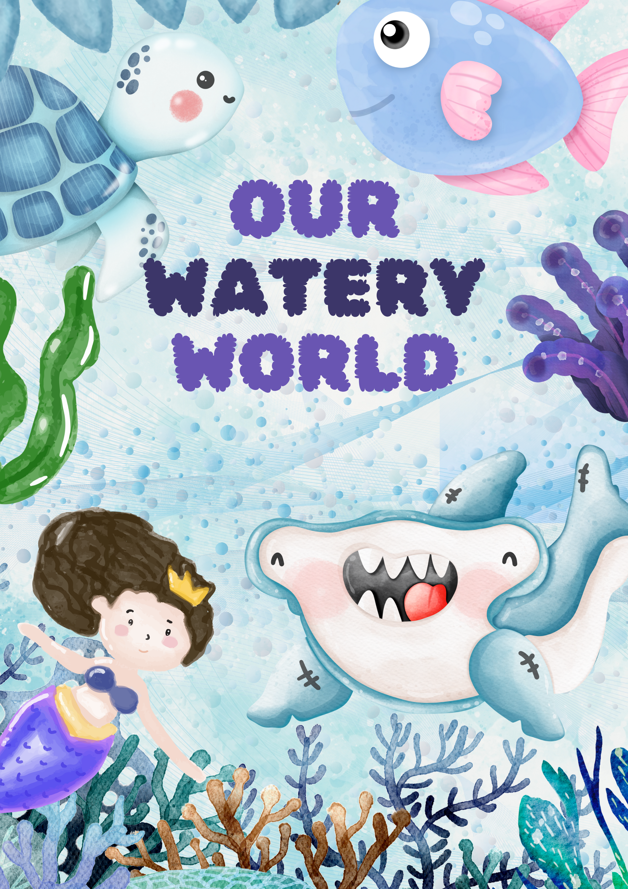 Aquatic & Minimal Book Cover for Kids' Story Book book cover brand identity branding design graphic design graphic designer ill illustration kids artwork kids books kids designer kids ebooks kids stories logo vector visuals