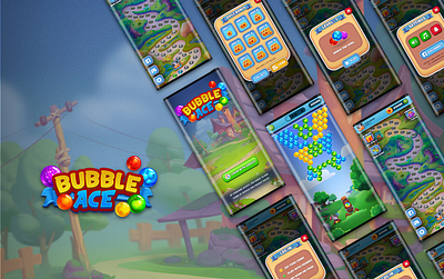 Bubble Ace branding bubble bubble shooter bubble shooter ui card game design game design illustration ludo poker rummy teenpatti ui