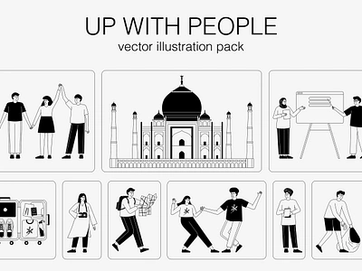 Illustration pack for UWP boy branding diversity festival flat girl graphic design illustration outline pack people simple travel ui vector young