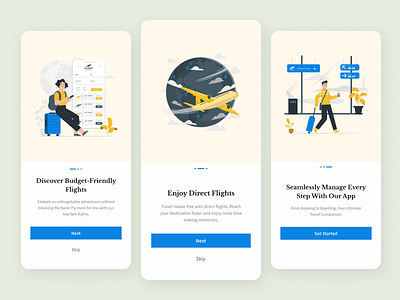 Onboarding flow for Budget Airline ui