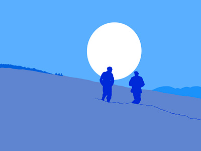Peace blue digital illustration illustration ipad illustration moon soldiers vector walk