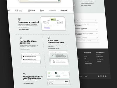#9 - Ruul Feature Page Redesign concept cta design desktop faq feature finance fintech footer freelance landing page lp product design redesign saas startup testimonial ui ux web design