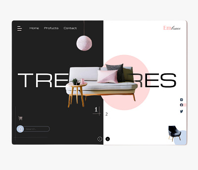 Minimalist E-commerce Website Design black chair design e commerce figma graphic design minimalist pink trend ui uiux ux web website website design
