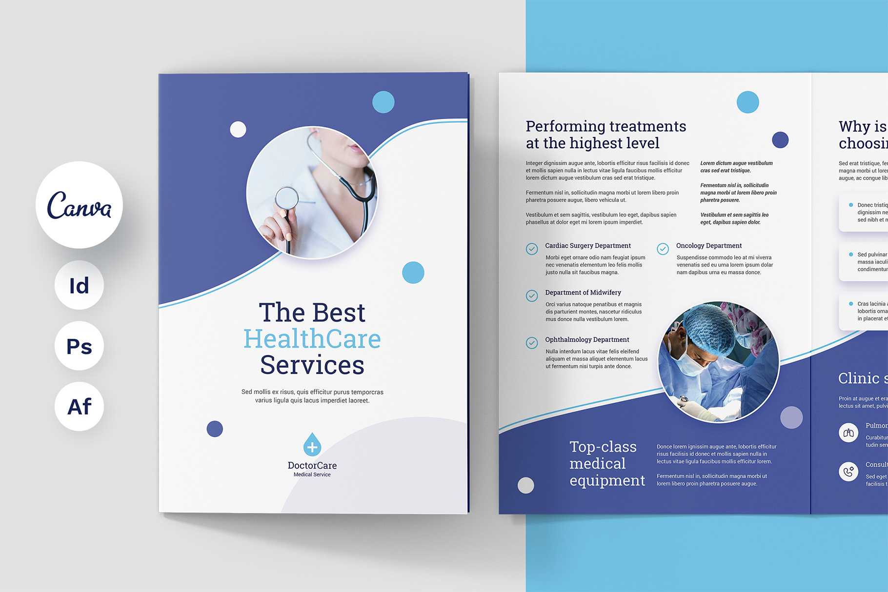 Doctor Care Brochure Bi-Fold Canva InDesign Photoshop Template brochure bifold brochure canva brochure design brochure digital product brochure indesign brochure photoshop brochure template doctor brochure doctor care doctor flyer doctor template healthcare medical brochure medical flyer medical template print design print template