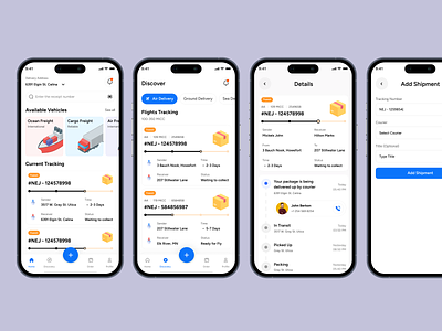 Logistics app - Parcel Track Delivery App app clean delivery delivery truck logistics logistics mobile app mobile app mobile app design parcel track order tracker tracking status transportation ui ui design uiux ups