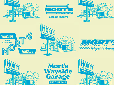 Mort's Wayside Garage graphic design illustration logo logo design nostalgic typography vector art vintage