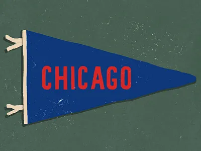 Chicago Vintage Baseball Pennant baseball blue chicago design flag hand drawn illustration pennant red vintage