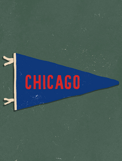 Chicago Vintage Baseball Pennant baseball blue chicago design flag hand drawn illustration pennant red vintage