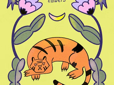 Tiger - I hate these flowers 2dartist cartoon cartoonist flowers illustrator tiger