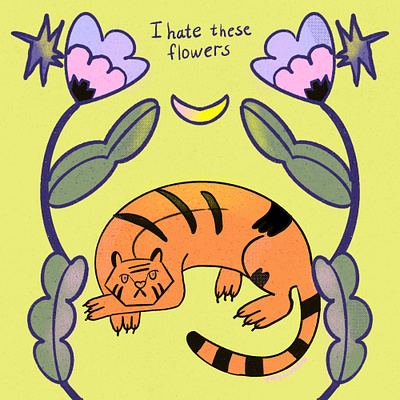 Tiger - I hate these flowers 2dartist cartoon cartoonist flowers illustrator tiger
