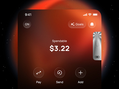 Week 01 / Conept / Bank / Home Screen bank card concept credit glass gradient ios mobile red spend ui