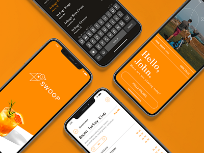 SWOOP GOLF animation app design bird brand branding design golf interface logo luxury orange swoop ui ux ux ui