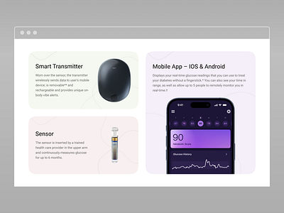 Eversense (CGM) | Features Redesign app blood glucose cgm creative design eversense glucose medical minimal website