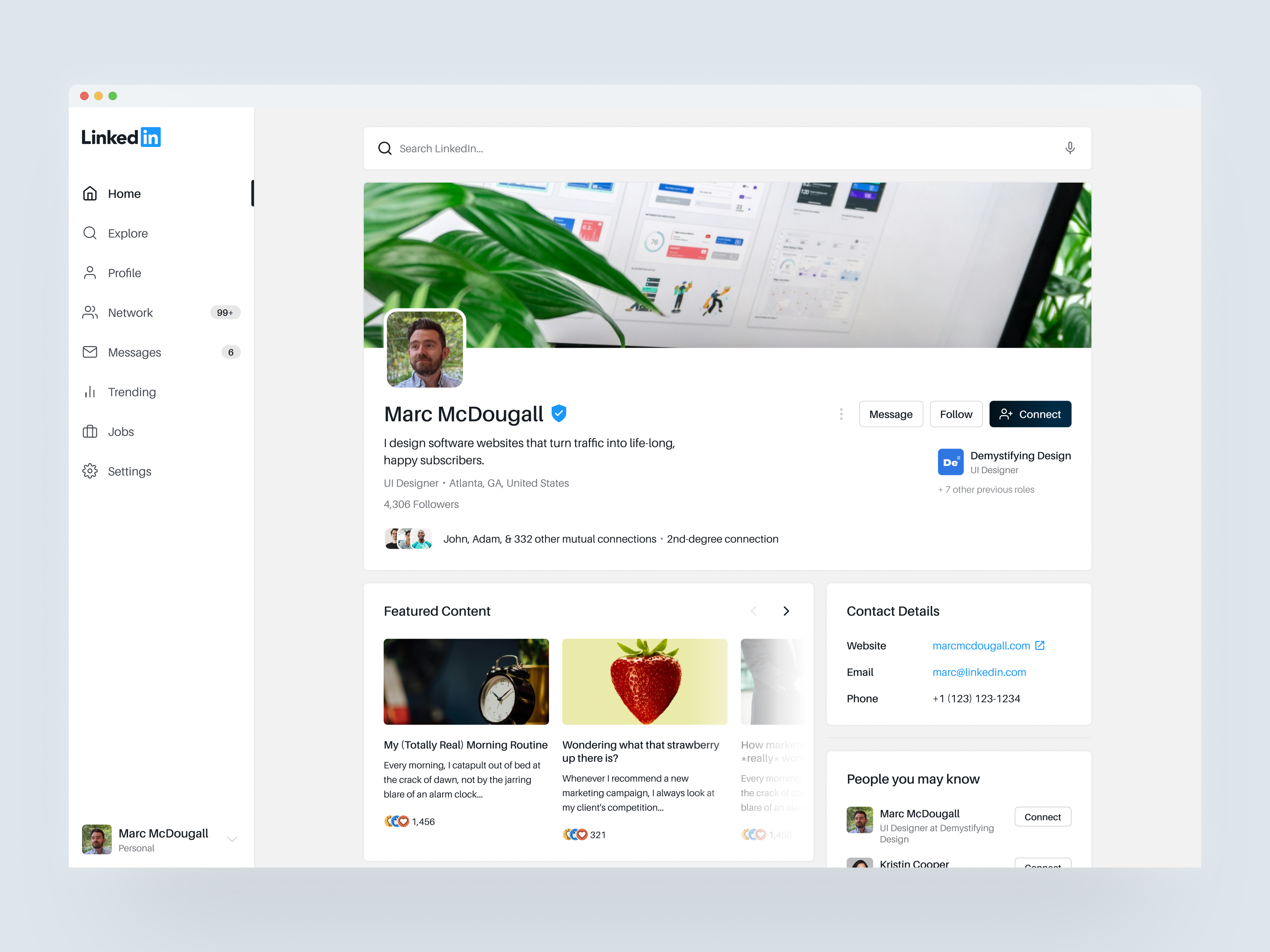 LinkedIn Profile Redesign app design app ui design linkedin product ui redesign social media