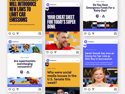 The Daily Aus - Socials Redesign brand identity branding feed design illustration instagram instagram brand instagram mock up media mock up news news redesign personal finance social media tda the daily aus the daily aus redesign visual identity