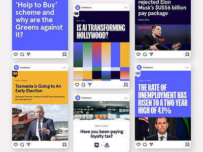 The Daily Aus - Socials Redesign brand identity branding feed design illustration instagram instagram brand instagram mock up media mock up news news redesign personal finance social media tda the daily aus the daily aus redesign visual identity