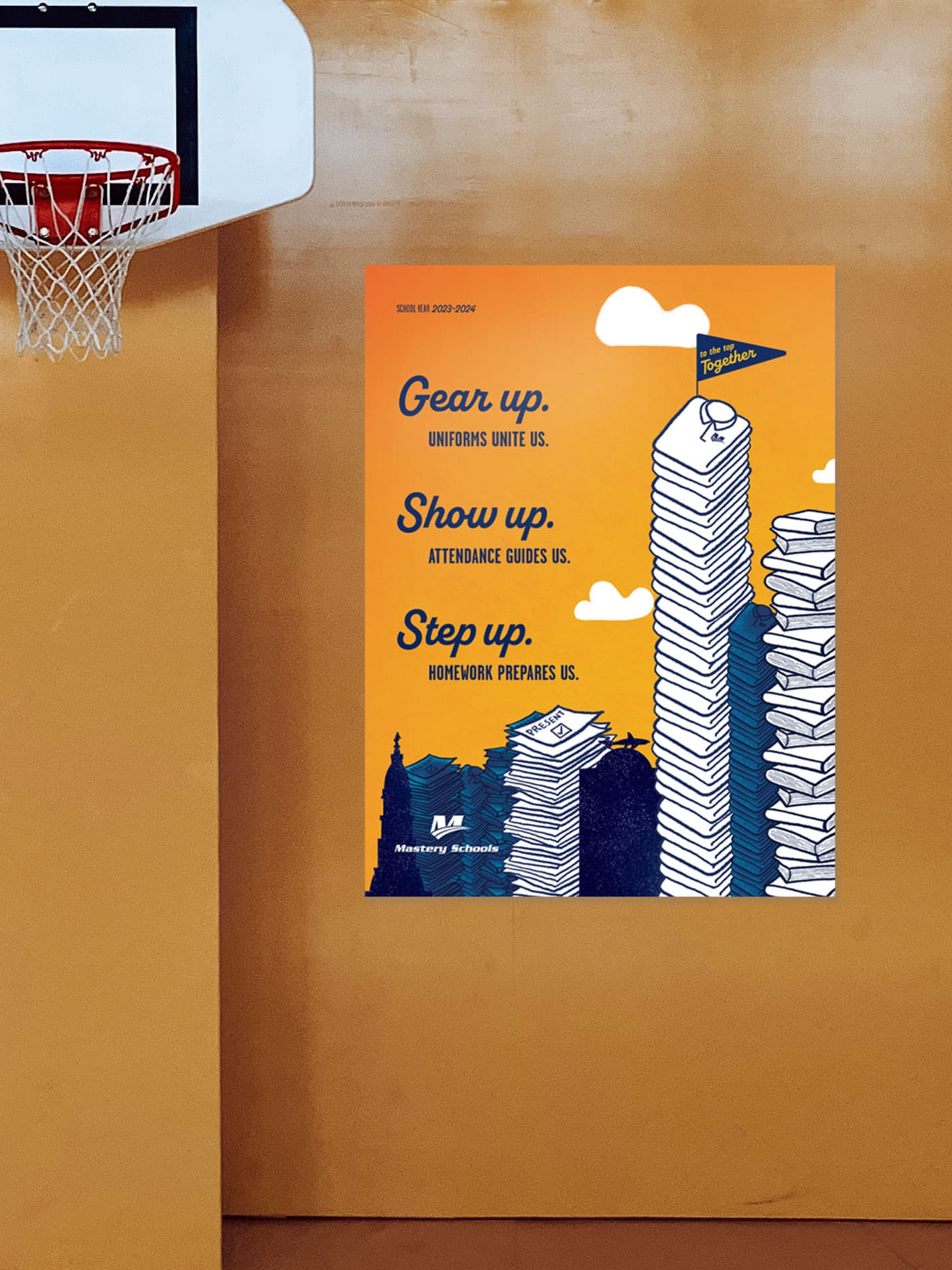 Mastery Charter Schools Campaign bookmark city clouds design illustration logo school texture
