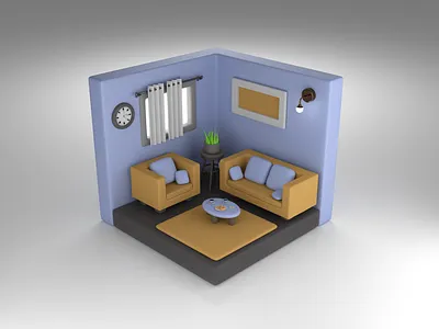 Living Room 3d 3d design blender clock design graphic design illustration lights living render rendering room sofa
