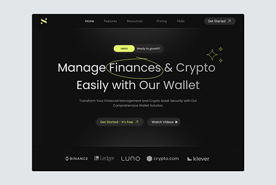 Crypto Wallet Website - Landing Page crypto crypto platform cryptocurrency website digital currency figma finance finances financial services fintech investment ui ux website