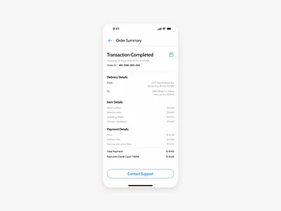 Food Delivery Order Page mobile app ui ux