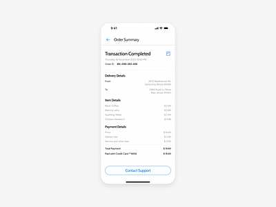 Food Delivery Order Page mobile app ui ux