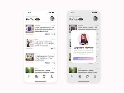 Curated News App mobile app ui ux