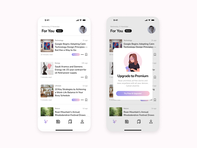 Curated News App mobile app ui ux