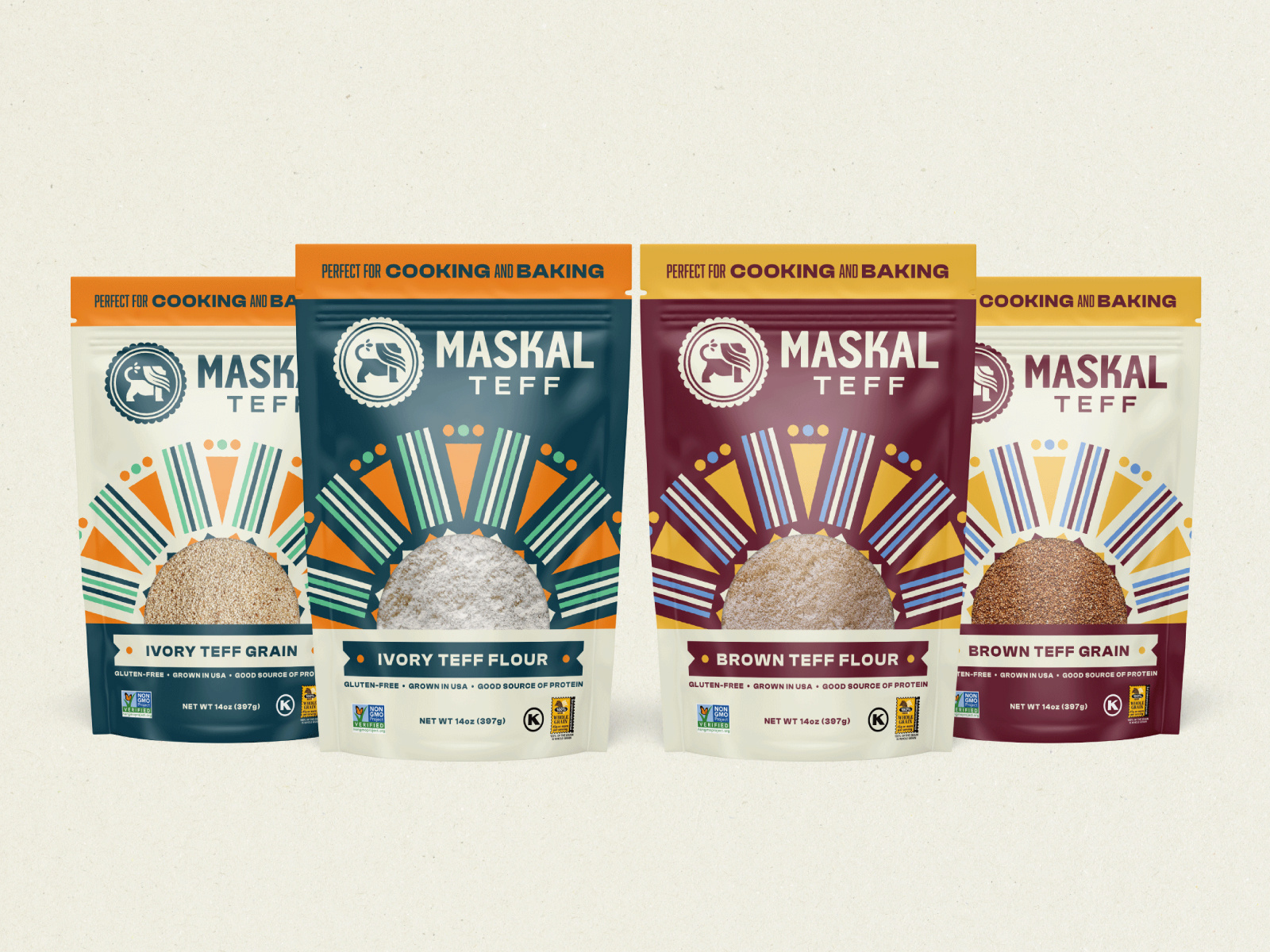 The Teff Company - Strategy, Branding, Packaging baking branding cooking flour geometric grain lion packaging pattern pouch strategy teff