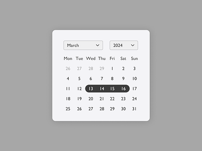 Daily UI #080 - Date Picker app black branding challenge daily ui date picker design graphic design grayscale grey ui ux website white