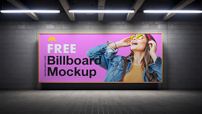 Free Wall Billboard Mockup billboard branding design download free freebie logo mock up mockup mockups psd template