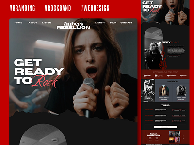 Rockband Website Template bold branding design edgy logo design music musician rockband rocknroll template web design