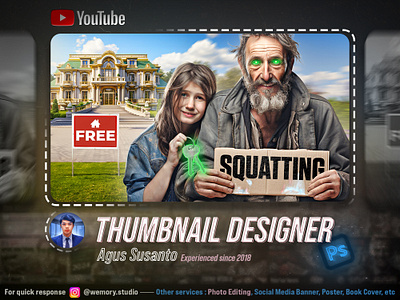 Thumbnail Design - Squatting design graphic design manipulation midjourney photo editing photoshop thumbnail youtube thumbnail