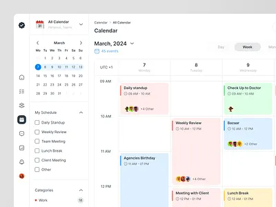 WorkWise - Productivity Dashboard - Calendar Page activity appointment calendar calendar dashboard calendar ui dashboard deadlines producticity dashboard productivity reminder reminder dashboard schedule schedule app schedule dashboard schedule events ui ui design uiux