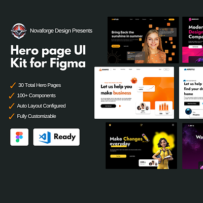 Hero Page UI Kit for Figma animation app branding design futuristic websites graphic design hero website landing page small business ui ui kit ui kits ux website design website ui kit