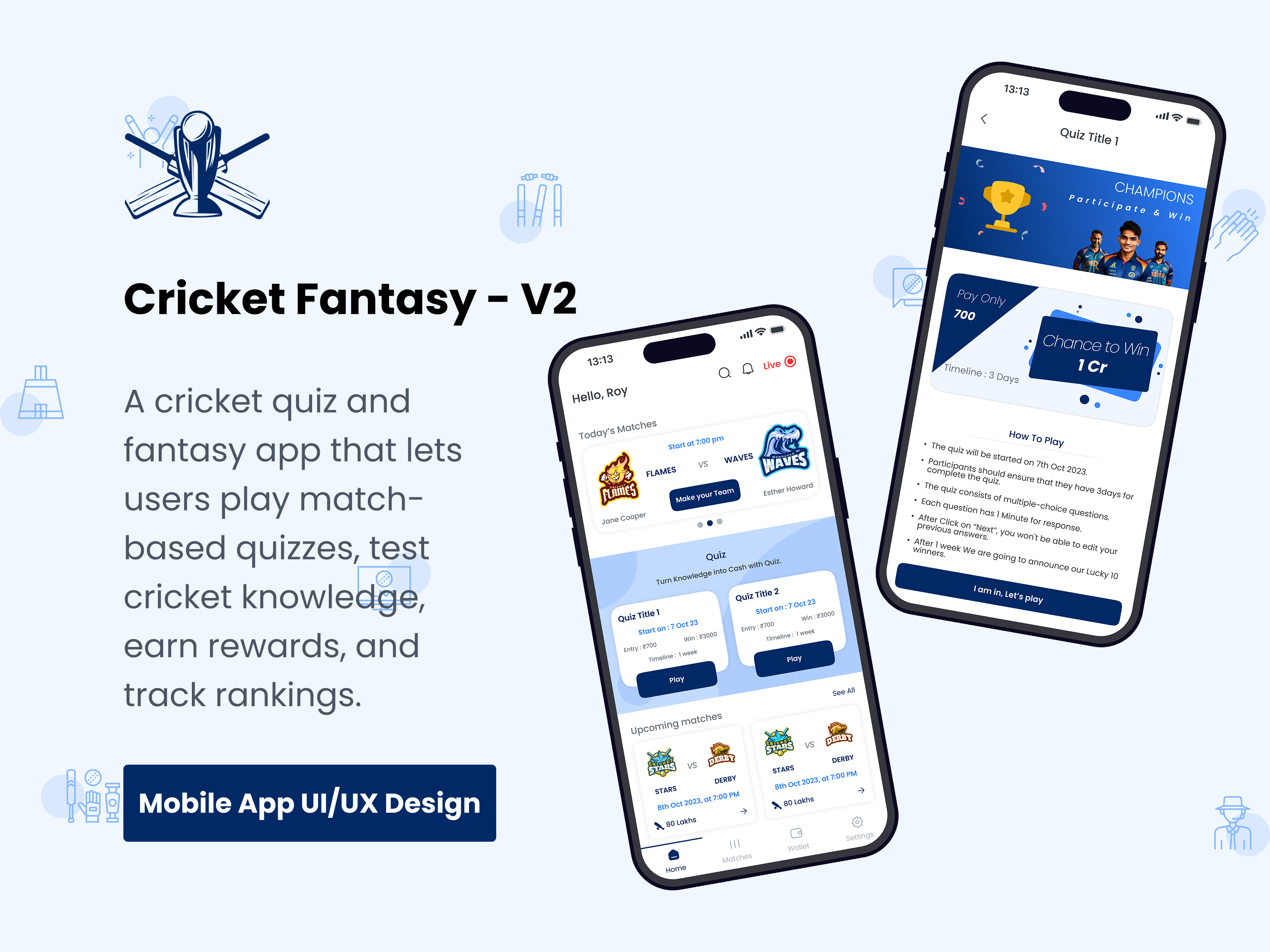 Fantasy Cricket App UI: Creative Mobile App Design Concepts cricket app cricket fantasy cricket mobile app fantasy app fantasy cricket app fantasy sports fantasy sports mobile app mobile app design ui design uiux design