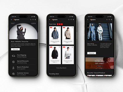 Signora - Mobile Version Design android brand cloth dark ecommerce fashion store fashion web interface ios mobile app mobile design online shop product responsive website ui design ui ux web store