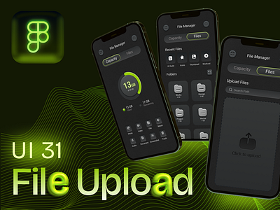 UI 31_File Upload app dailyui dark mode green noen neon skeuomorphism ui ui 31 upload